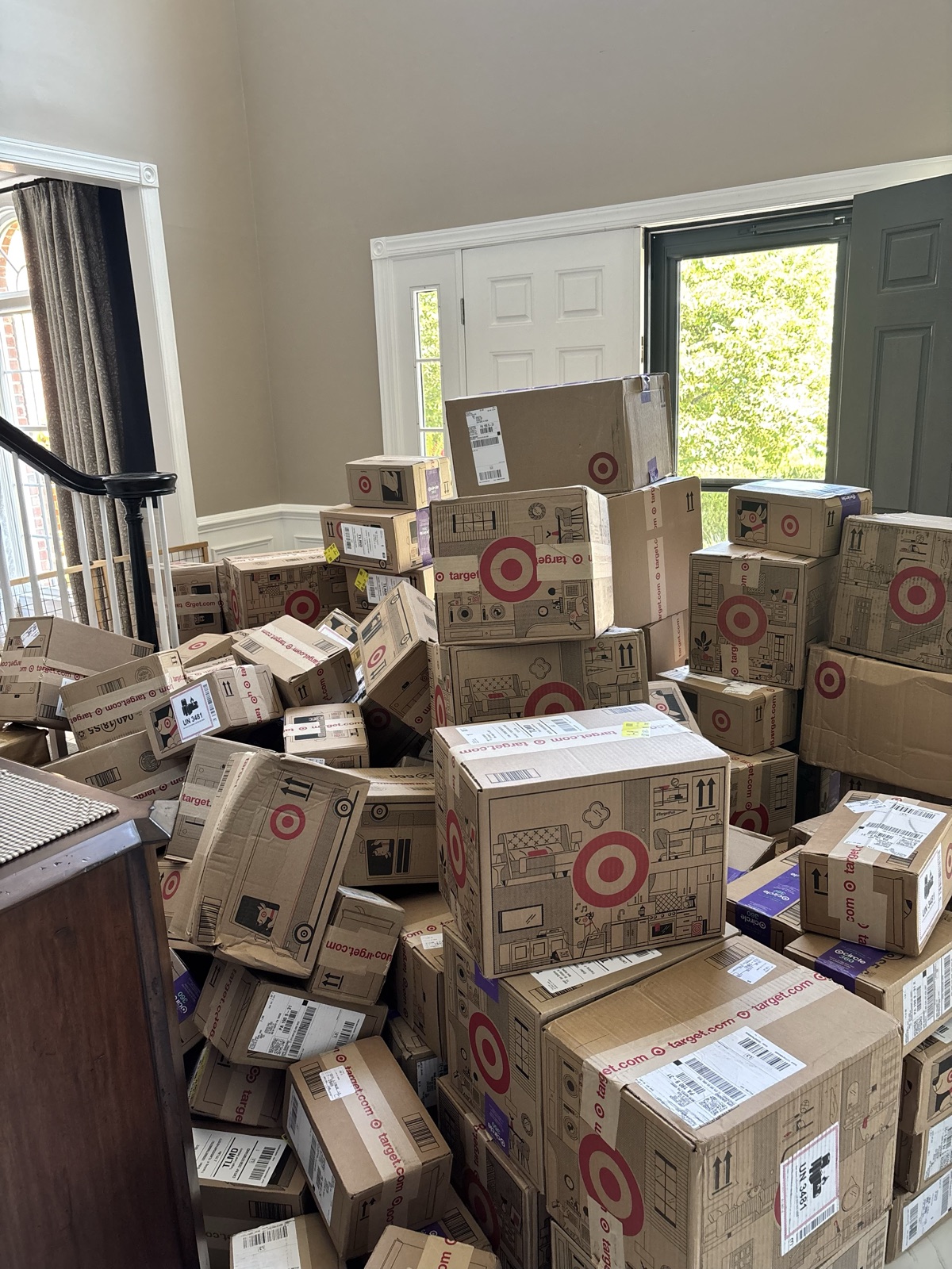 Stacks of boxed shipments in New Hope, Pennsylvania